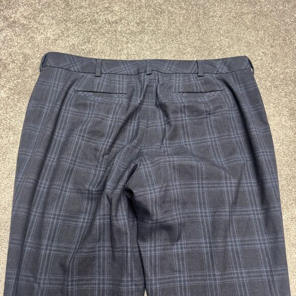 Lands' End Mid Rise Trouser Pants Womens 18W Navy Blue Plaid Straight Work 42x33 - Picture 5 of 16